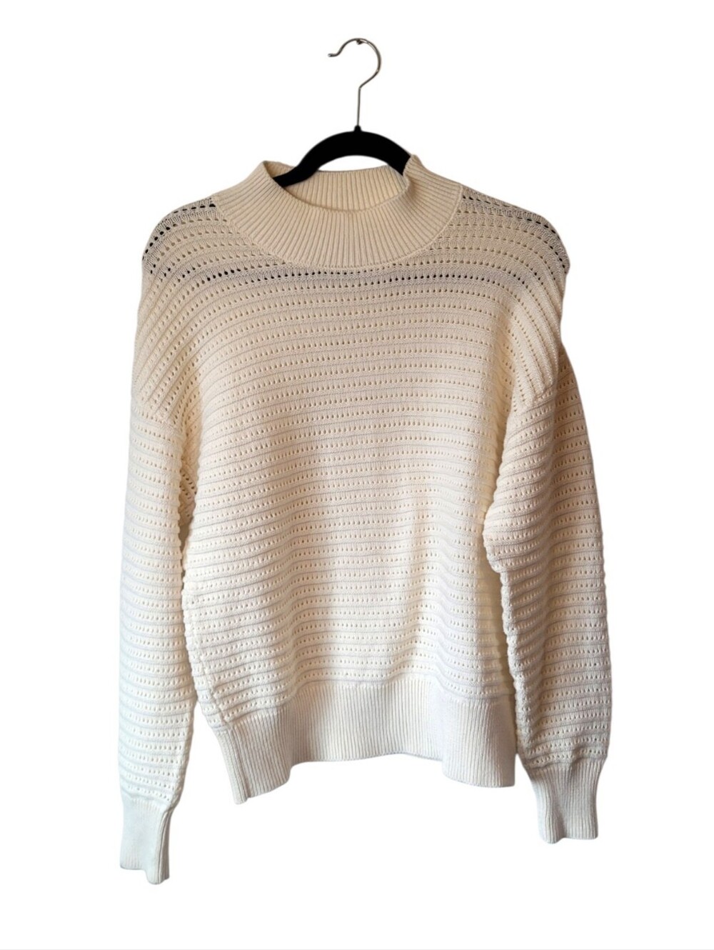 Varley Franco Classic Cream Open-Knit Mock Neck Women's Sweater Size S